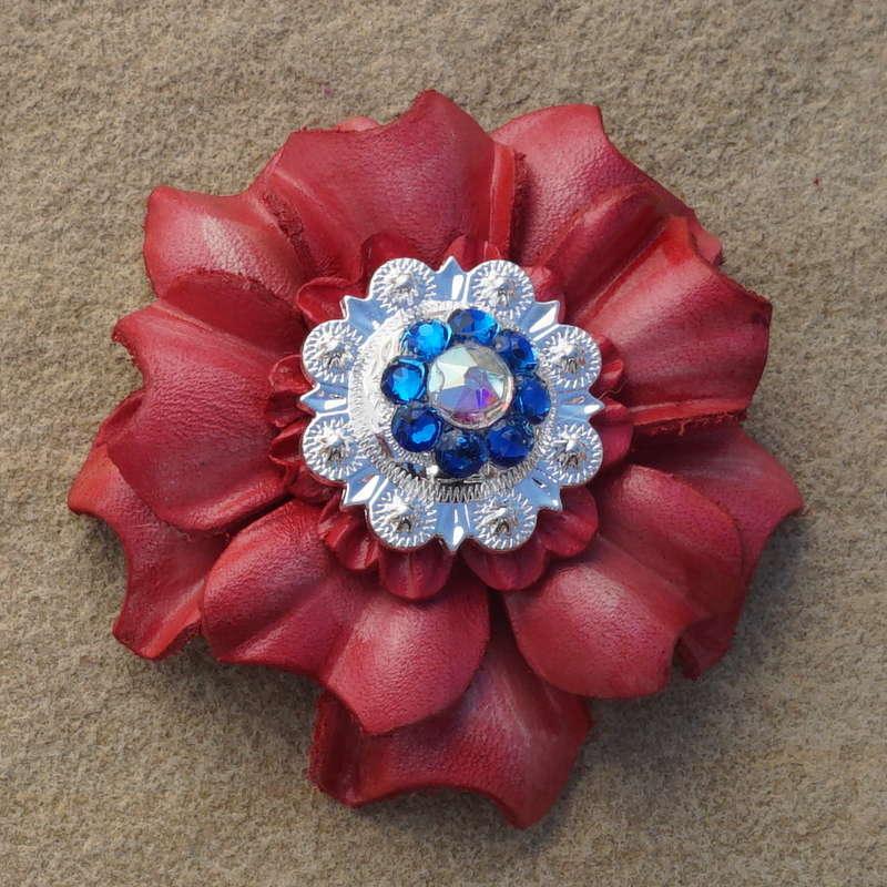 Pink Carnation Flower With Bright Silver Capri and AB 1" Concho - RODEO DRIVE