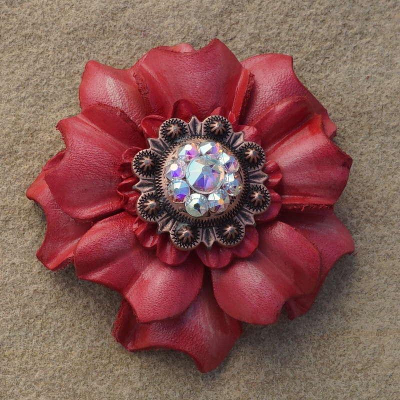 Pink Carnation Flower With Copper AB 1" Concho - RODEO DRIVE
