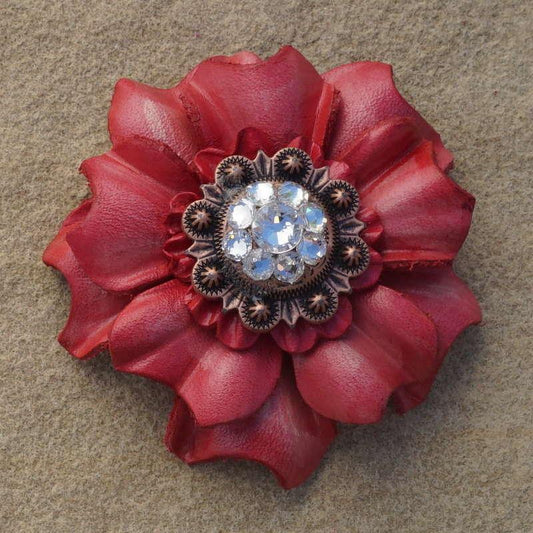 Pink Carnation Flower With Copper Clear 1" Concho - RODEO DRIVE