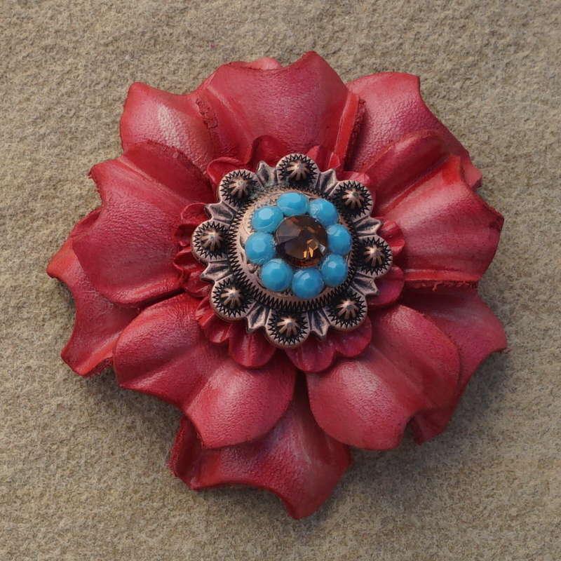 Pink Carnation Flower With Copper Topaz and Turquoise 1