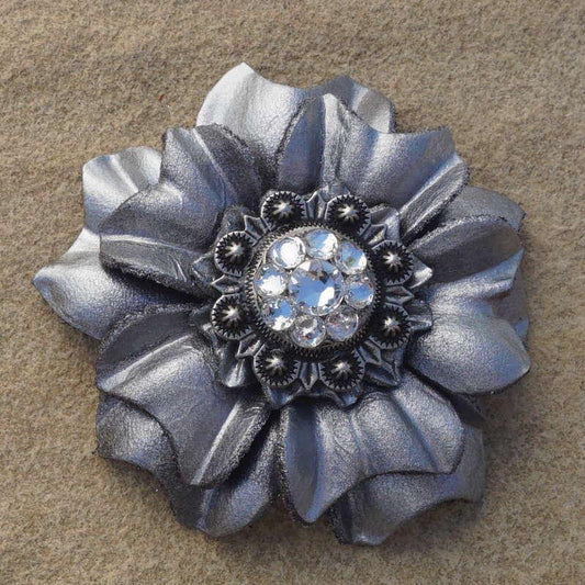 Silver Carnation Flower With Antique Silver Clear 1" Concho - RODEO DRIVE