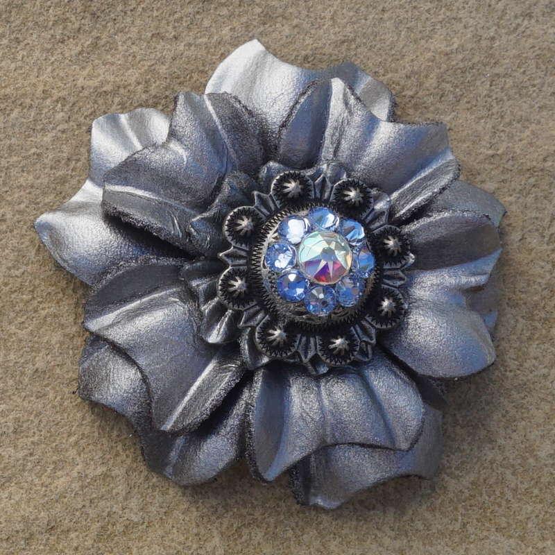 Silver Carnation Flower With Antique Silver Light Sapphire and AB 1