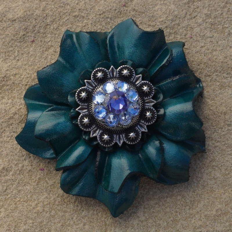 Teal Carnation Flower With Antique Silver Lilac and Light Sapphire 1