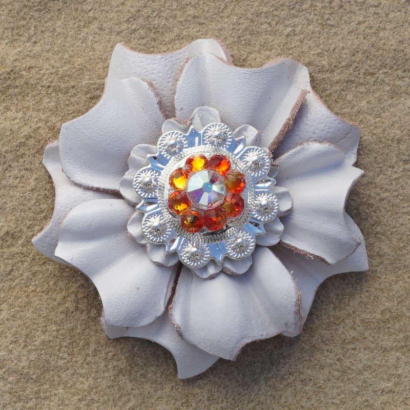 White Carnation Flower With Bright Silver Fire Opal and AB 1