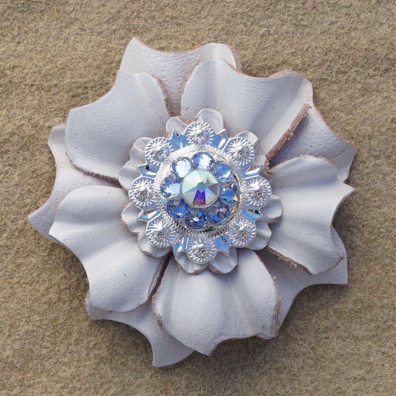 White Carnation Flower With Bright Silver Light Sapphire and AB 1
