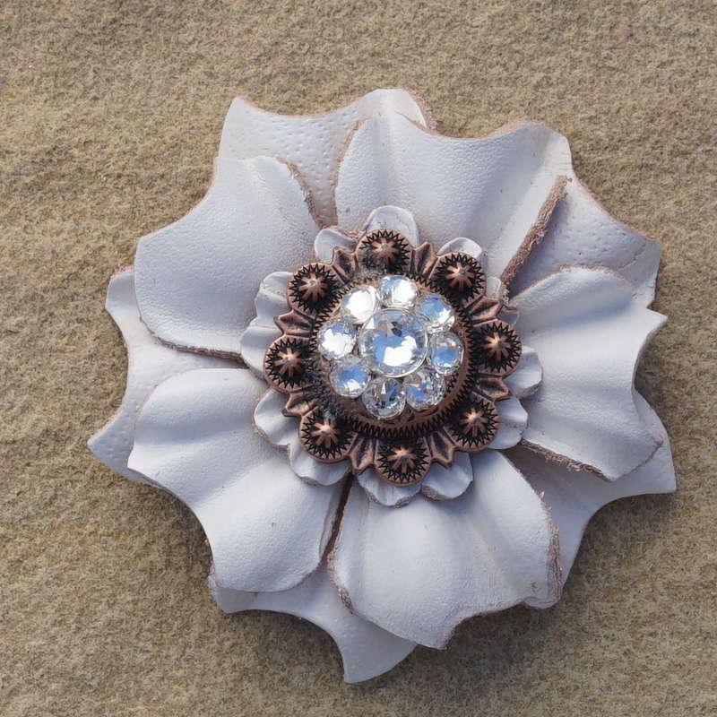 White Carnation Flower With Copper Clear 1" Concho - RODEO DRIVE