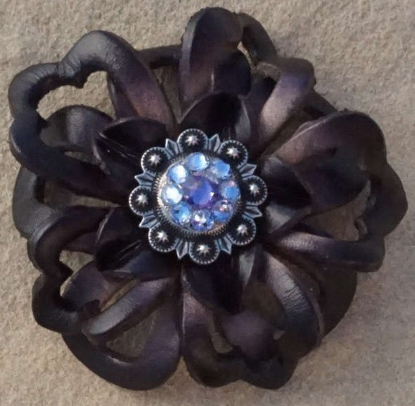 Black Lotus Flower With Antique Silver Lilac and Light Sapphire 1