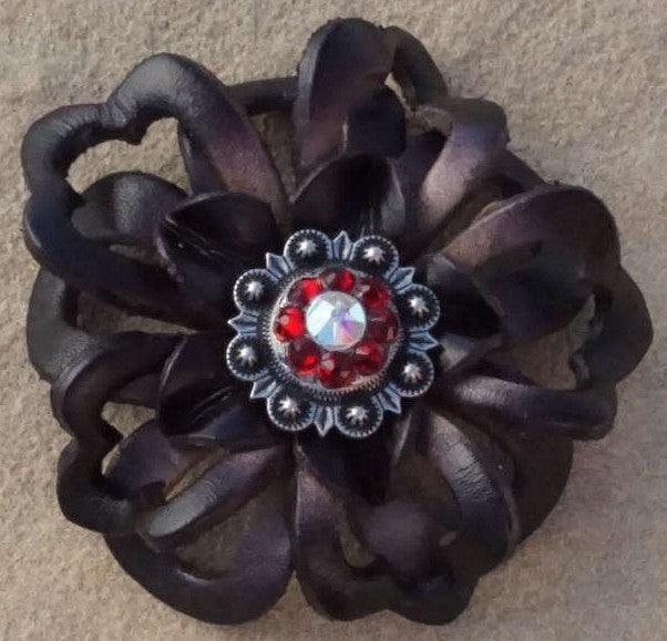 Black Lotus Flower With Antique Silver Ruby and AB 1