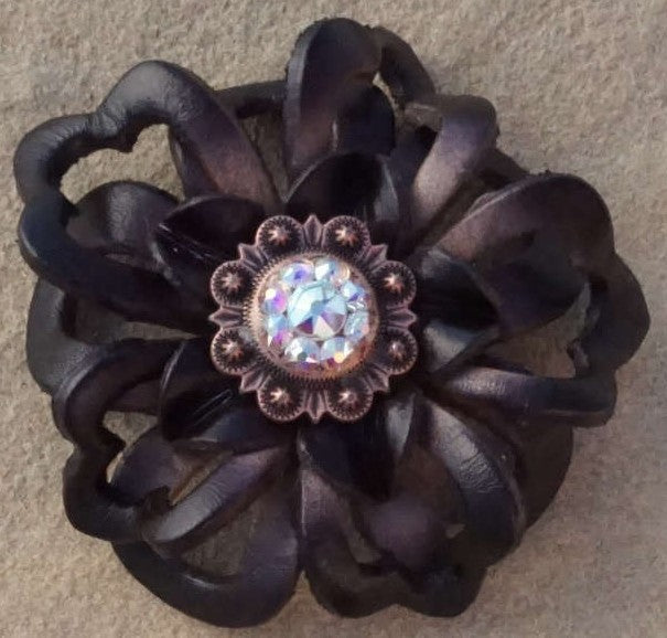 Black Lotus Flower With Copper AB 1" Concho - RODEO DRIVE