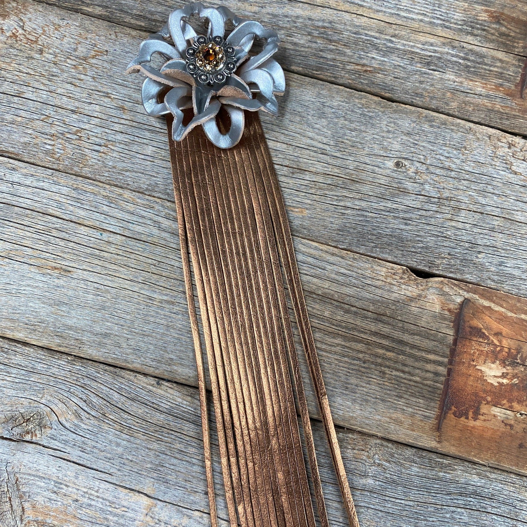 Leather Silver Lotus with Copper Fringe - RODEO DRIVE