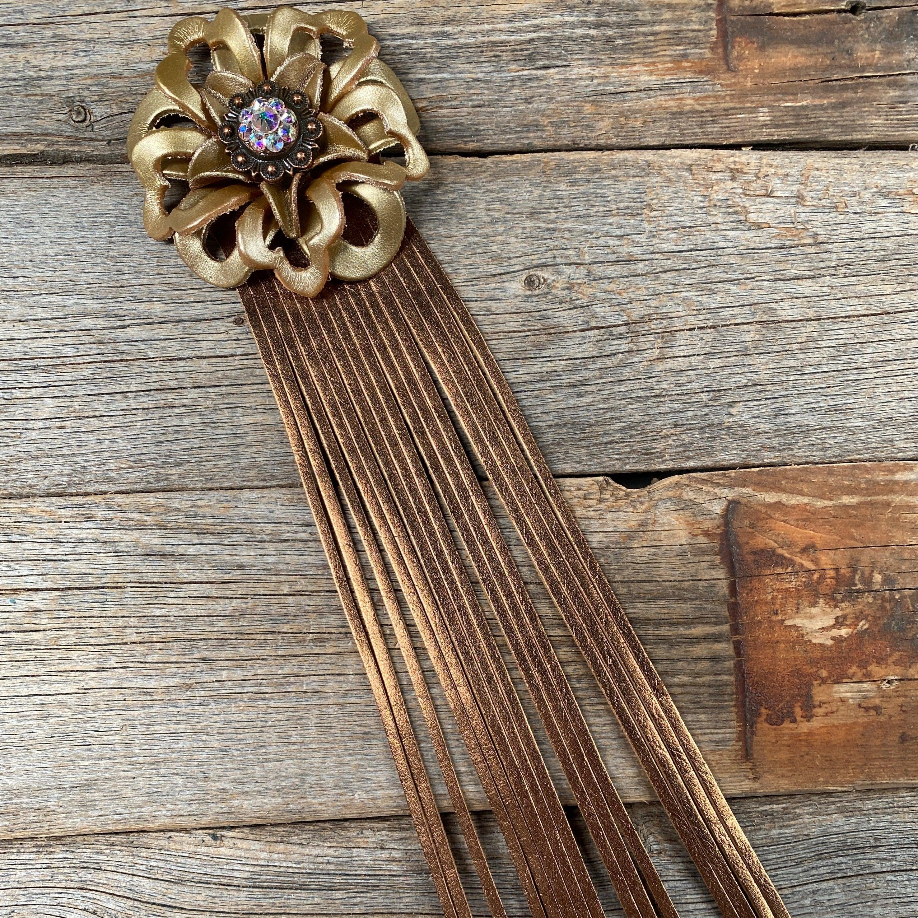 Leather Gold Lotus with Copper Fringe - RODEO DRIVE