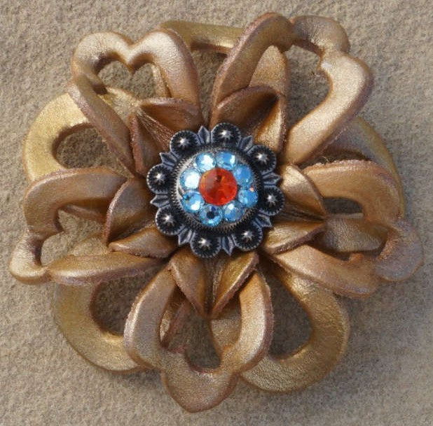 Gold Lotus Flower With Antique Silver Fire Opal and Aqua 1