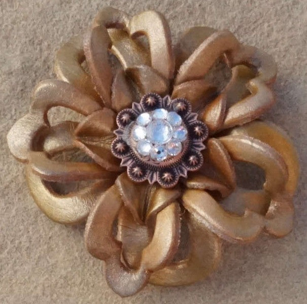 Copy of Gold Lotus Flower With Copper Clear 1" Concho - RODEO DRIVE