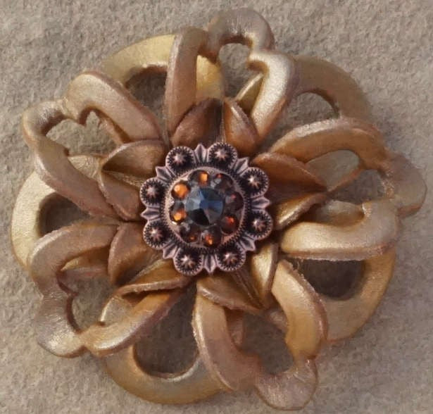 Gold Lotus Flower With Copper Jet and Topaz 1