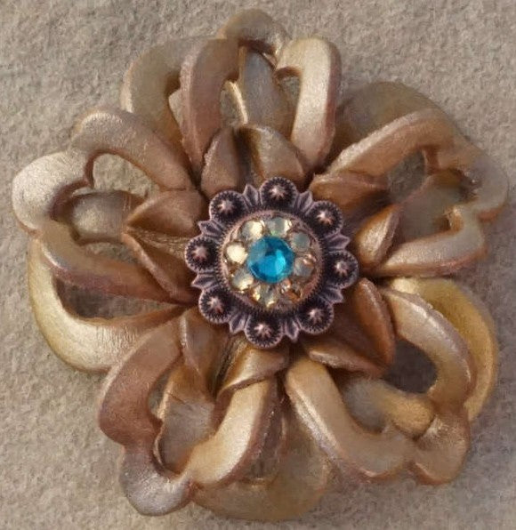 Gold Lotus Flower With Copper Teal and Champagne 1
