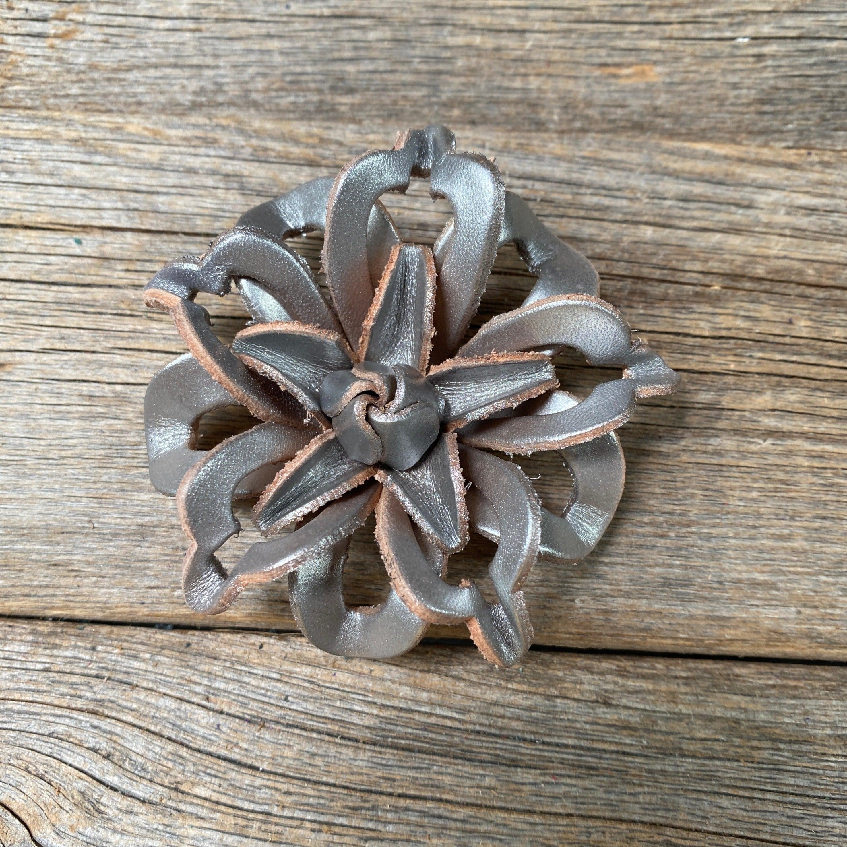 Silver Lotus Leather Flower - RODEO DRIVE