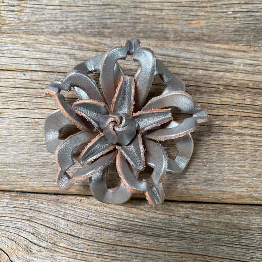 Silver Lotus Leather Flower - RODEO DRIVE