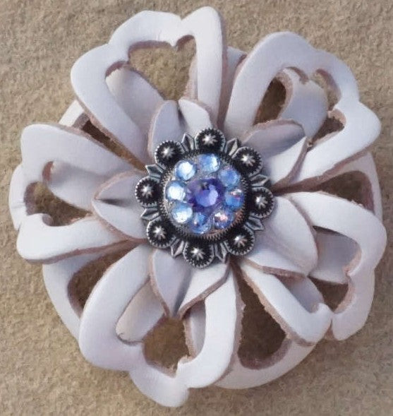 White Lotus Flower With Antique Silver Lilac and Light Sapphire 1