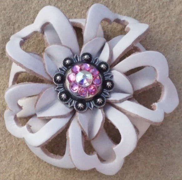White Lotus Flower With Antique Silver Pink and AB 1