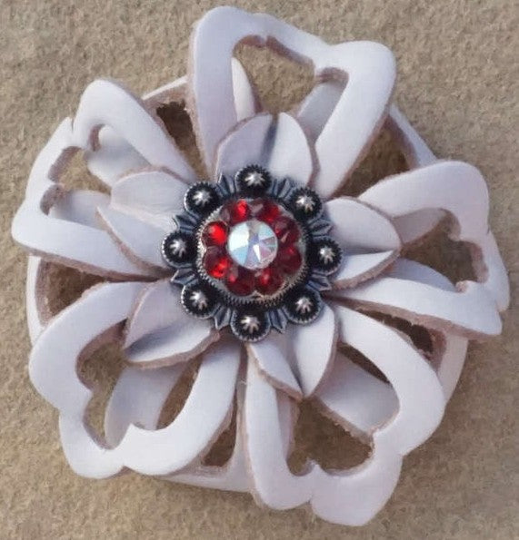 White Lotus Flower With Antique Silver Ruby and AB 1
