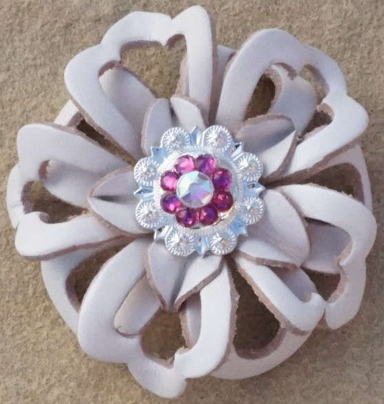 White Lotus Flower With Bright Silver Fuchsia and AB 1