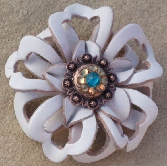 White Lotus Flower With Copper Teal and Champagne 1