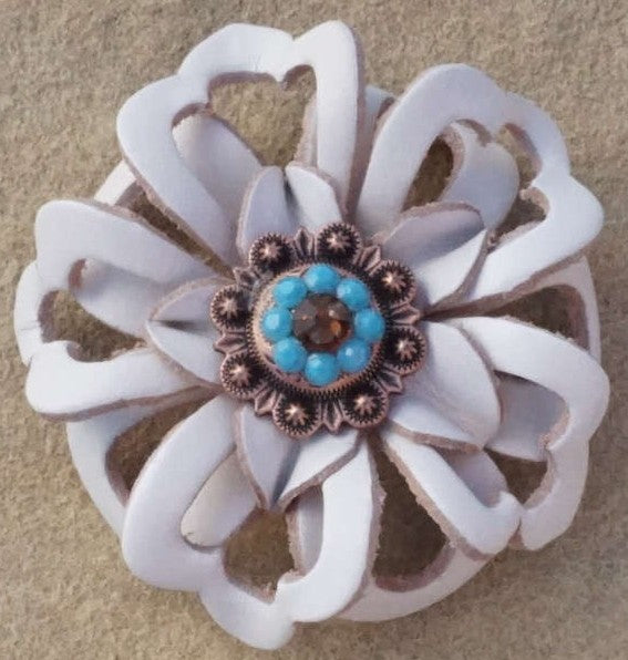 White Lotus Flower With Copper Topaz and Turquoise 1