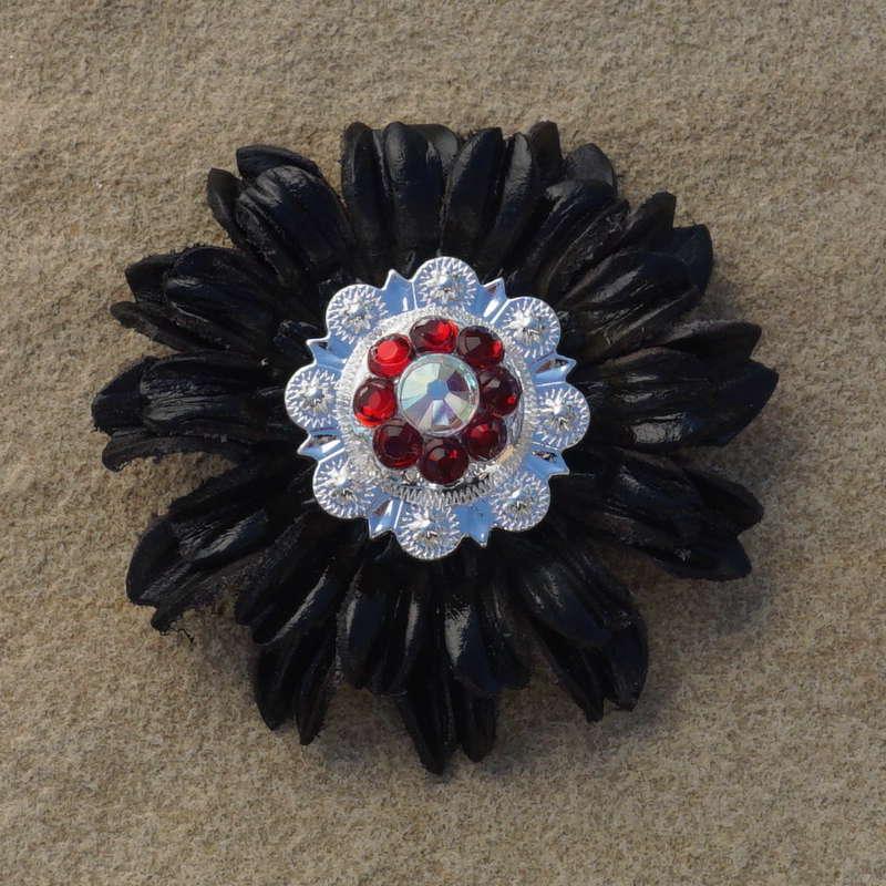 Black Daisy Flower With Bright Silver Ruby and AB 1