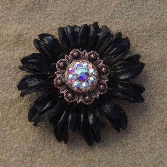 Black Daisy Flower With Copper AB 1" Concho - RODEO DRIVE