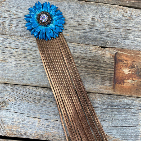 Leather Turquoise Daisy with Copper Fringe - RODEO DRIVE