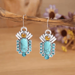 Dangle Turquoise Silver Fashion Earrings WA198 - RODEO DRIVE