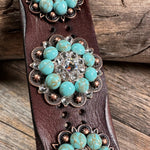 Turquoise and Clear Leather Bracelet LB100 - RODEO DRIVE