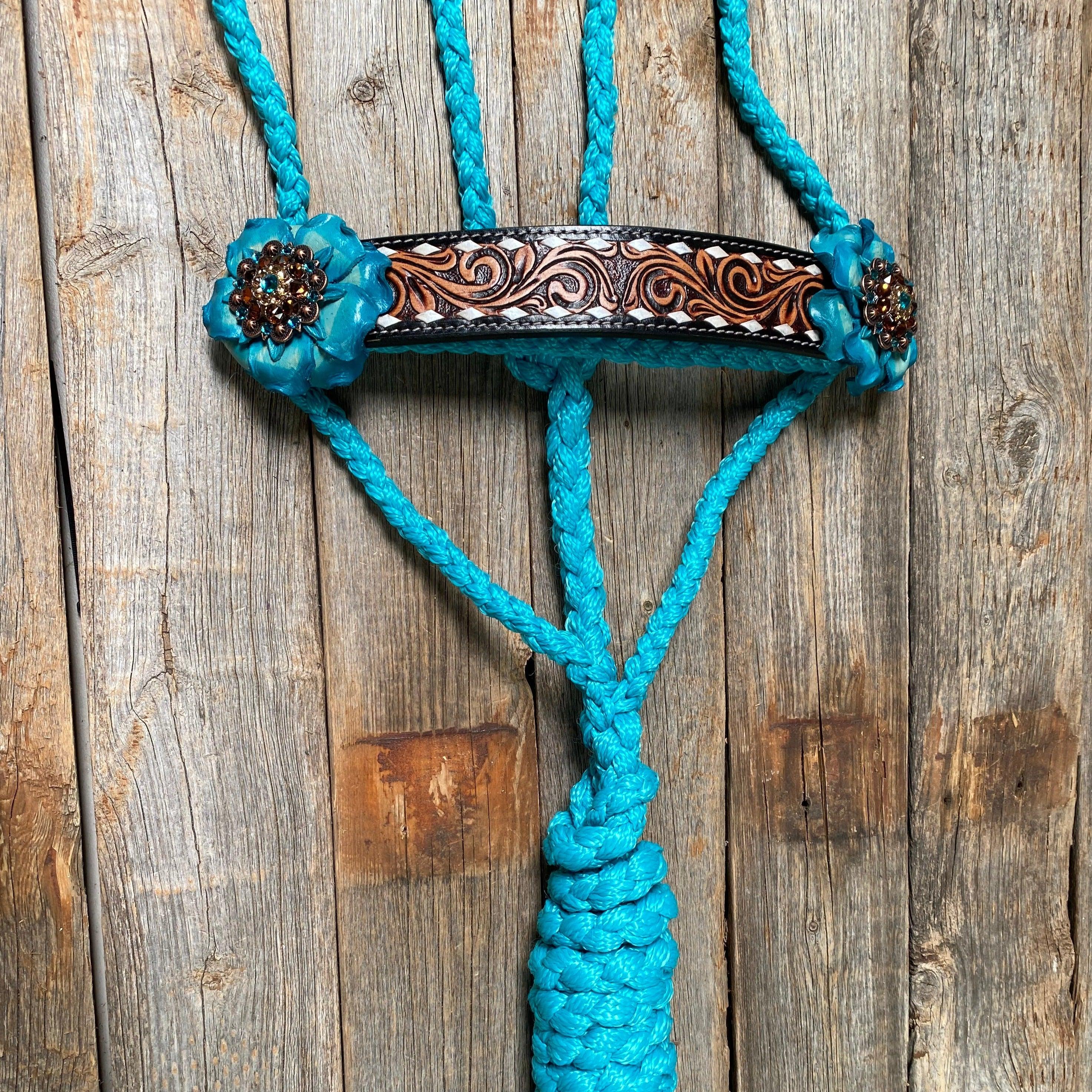 Turquoise Mule Tape Halter - Teal/Champagne/Topaz #MT210 - RODEO DRIVE