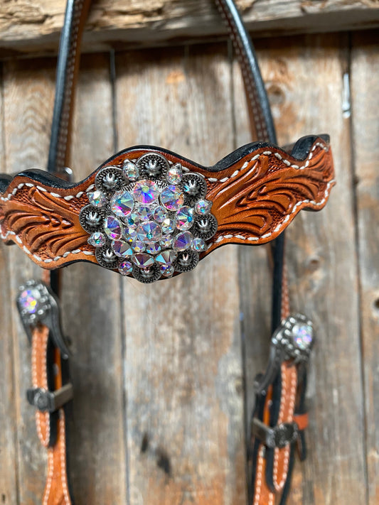 Light Oil and Antique Silver Browband & Breastcollar Tack Set #BBBC431 - RODEO DRIVE