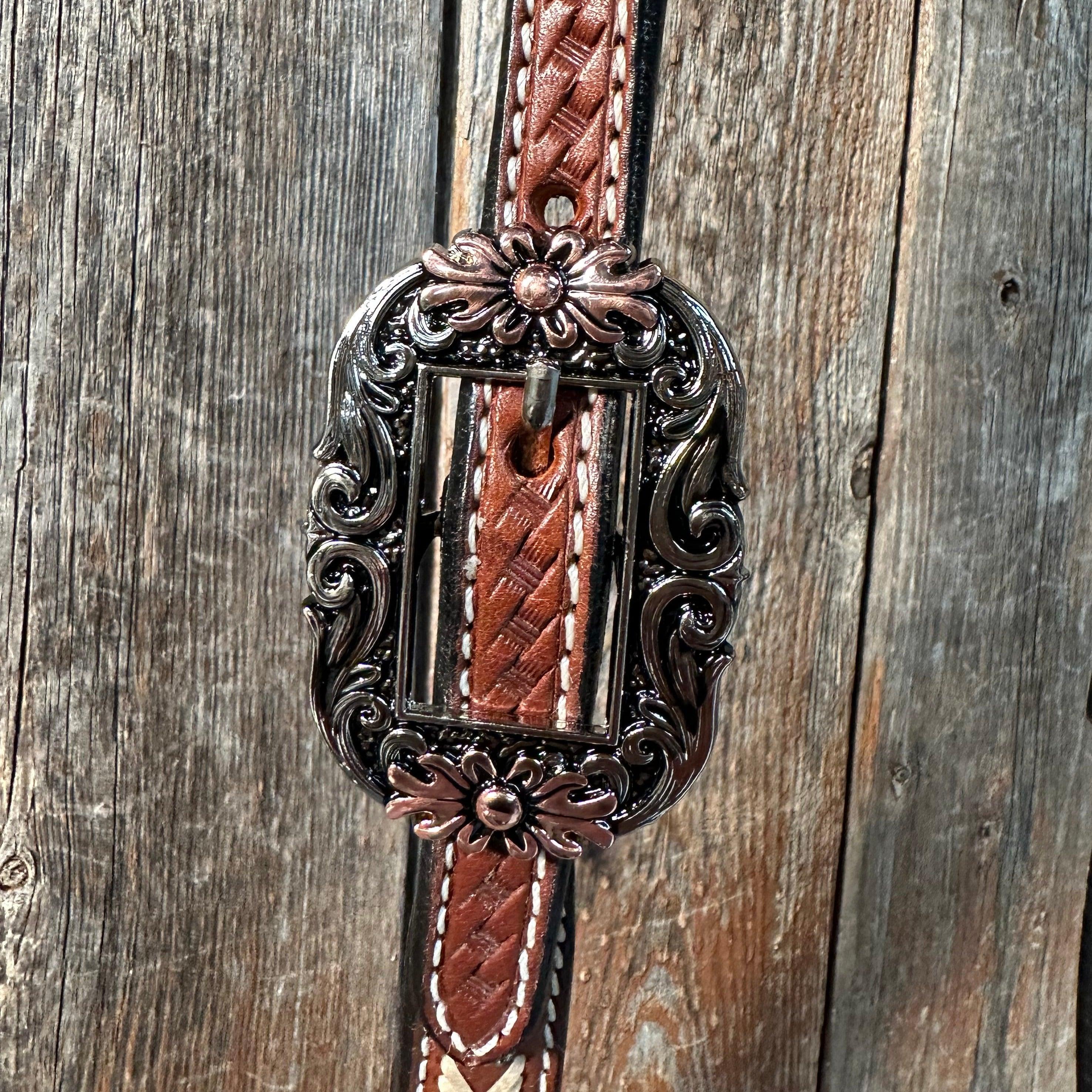 Rawhide Cactus and Flower One Ear Headstall/Bridle #OE117 - RODEO DRIVE