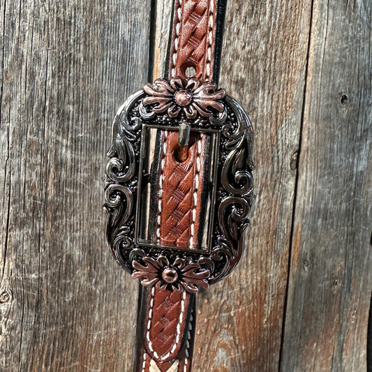 Rawhide Cactus and Flower One Ear Headstall/Bridle #OE117 - RODEO DRIVE