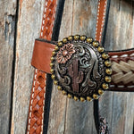 Rawhide Cactus and Flower One Ear Headstall/Bridle #OE117 - RODEO DRIVE