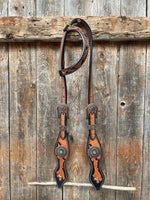 Two Tone Leaf Copper Flower Turquoise One Ear & Breastcollar Tack Set #OEBC454 - RODEO DRIVE