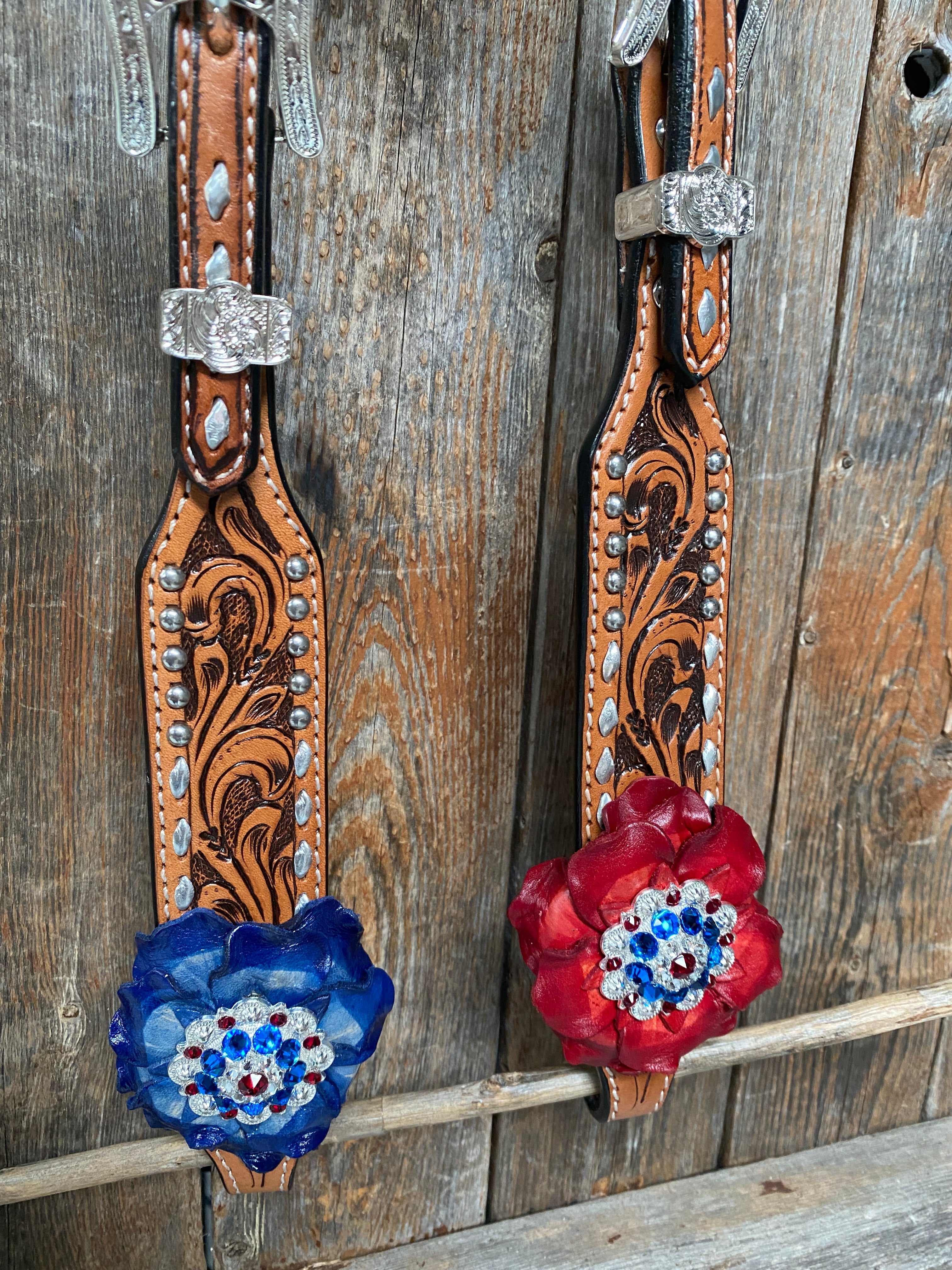 Silver Buckstitch Patriotic One Ear Tack Set #OEBC470 - RODEO DRIVE