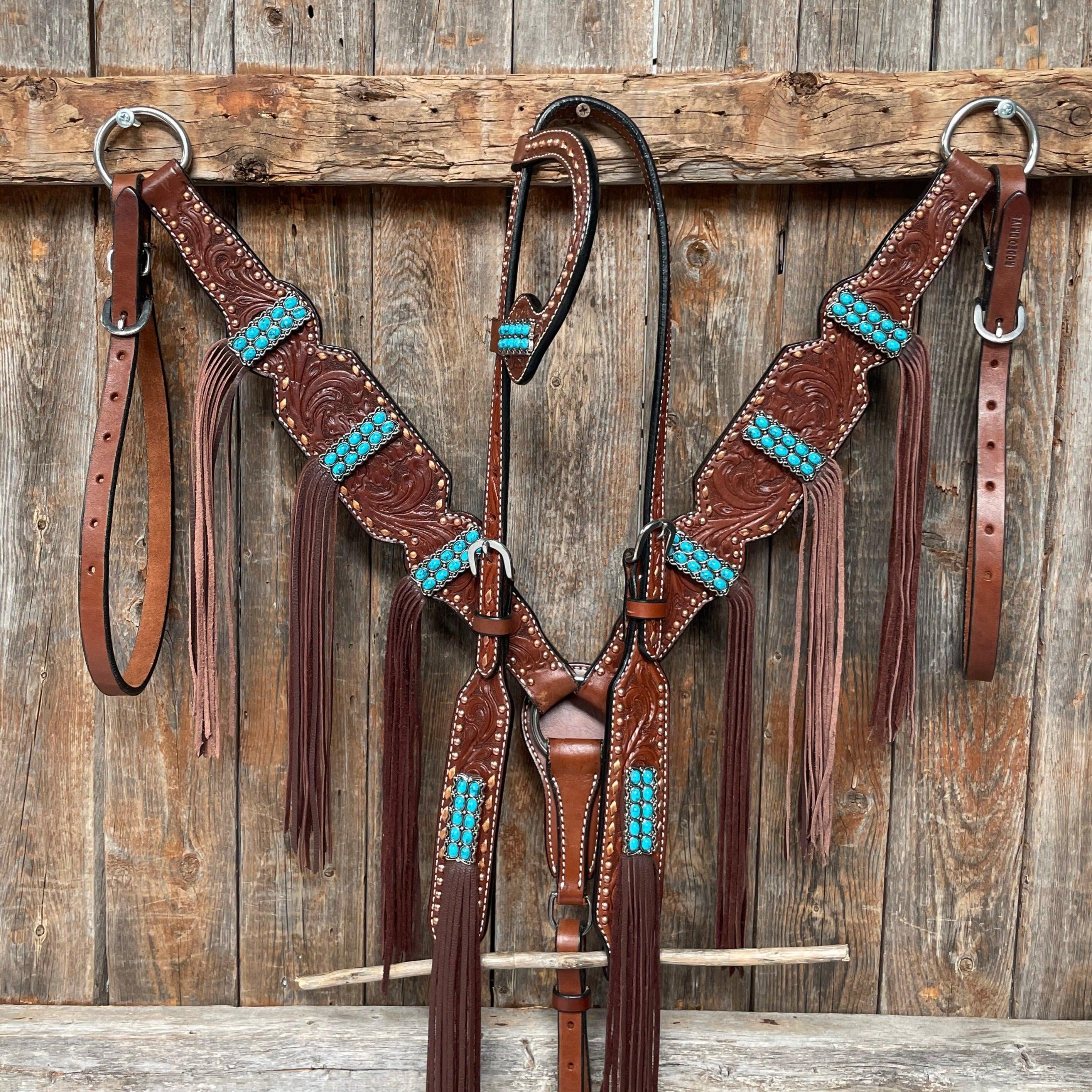 Medium Oil Copper Dot Turquoise Tack Set #OEBC495 - RODEO DRIVE