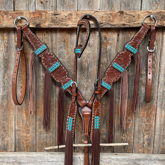 Medium Oil Copper Dot Turquoise Tack Set #OEBC495 - RODEO DRIVE