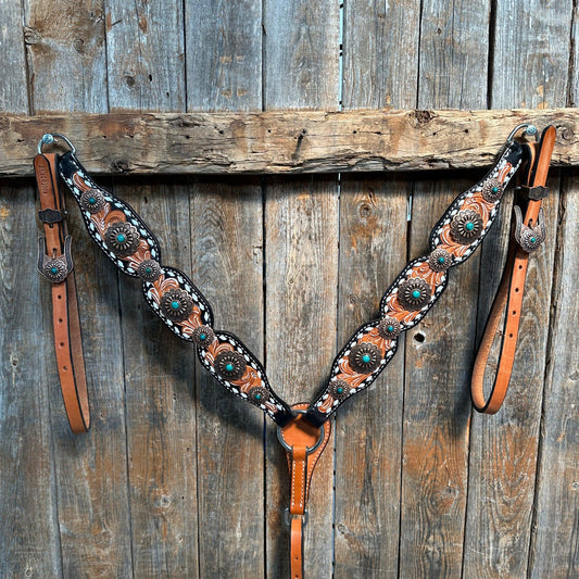 Classic Copper and Turquoise One Ear / Breastcollar #OEBC528 - RODEO DRIVE