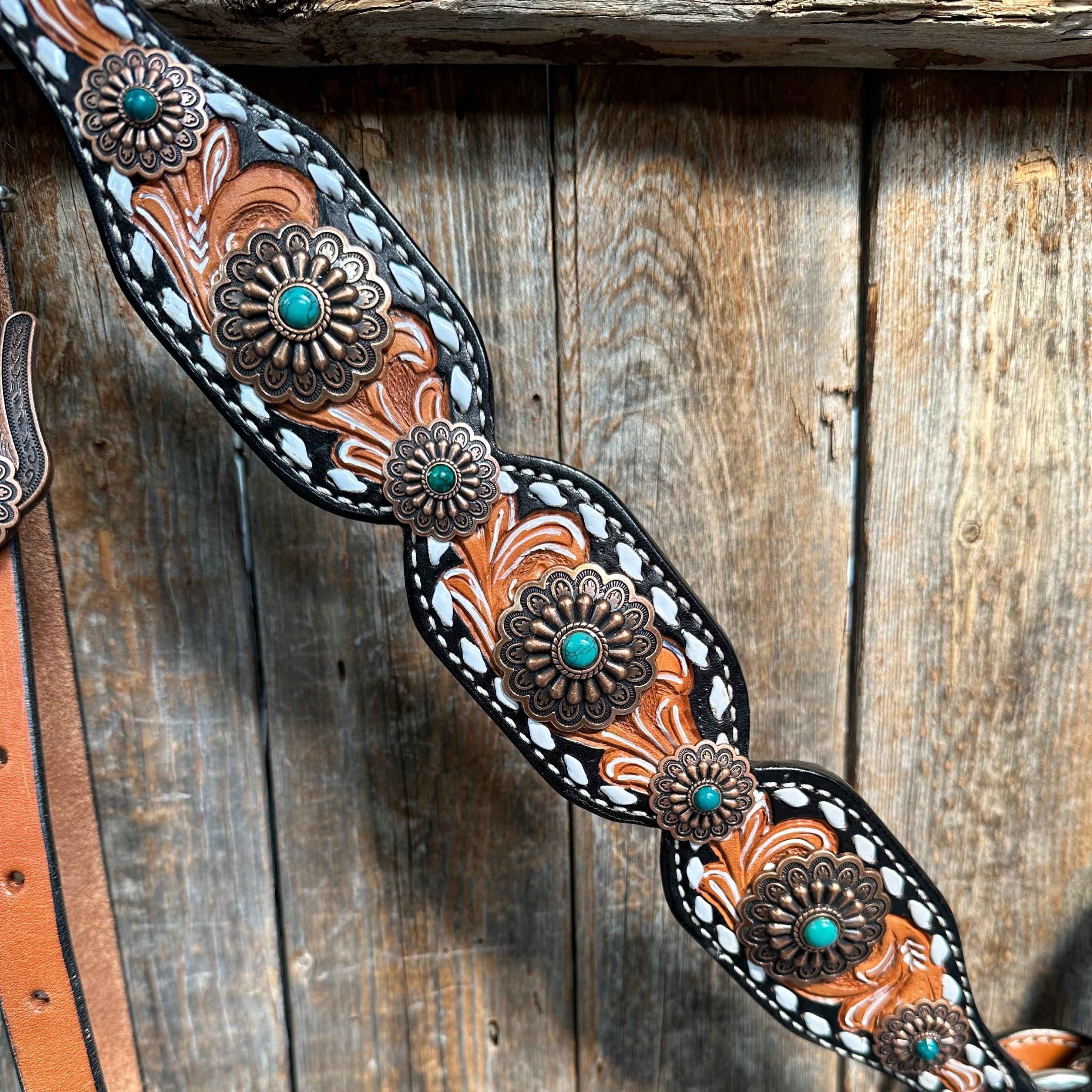 Classic Copper and Turquoise One Ear / Breastcollar #OEBC528 - RODEO DRIVE