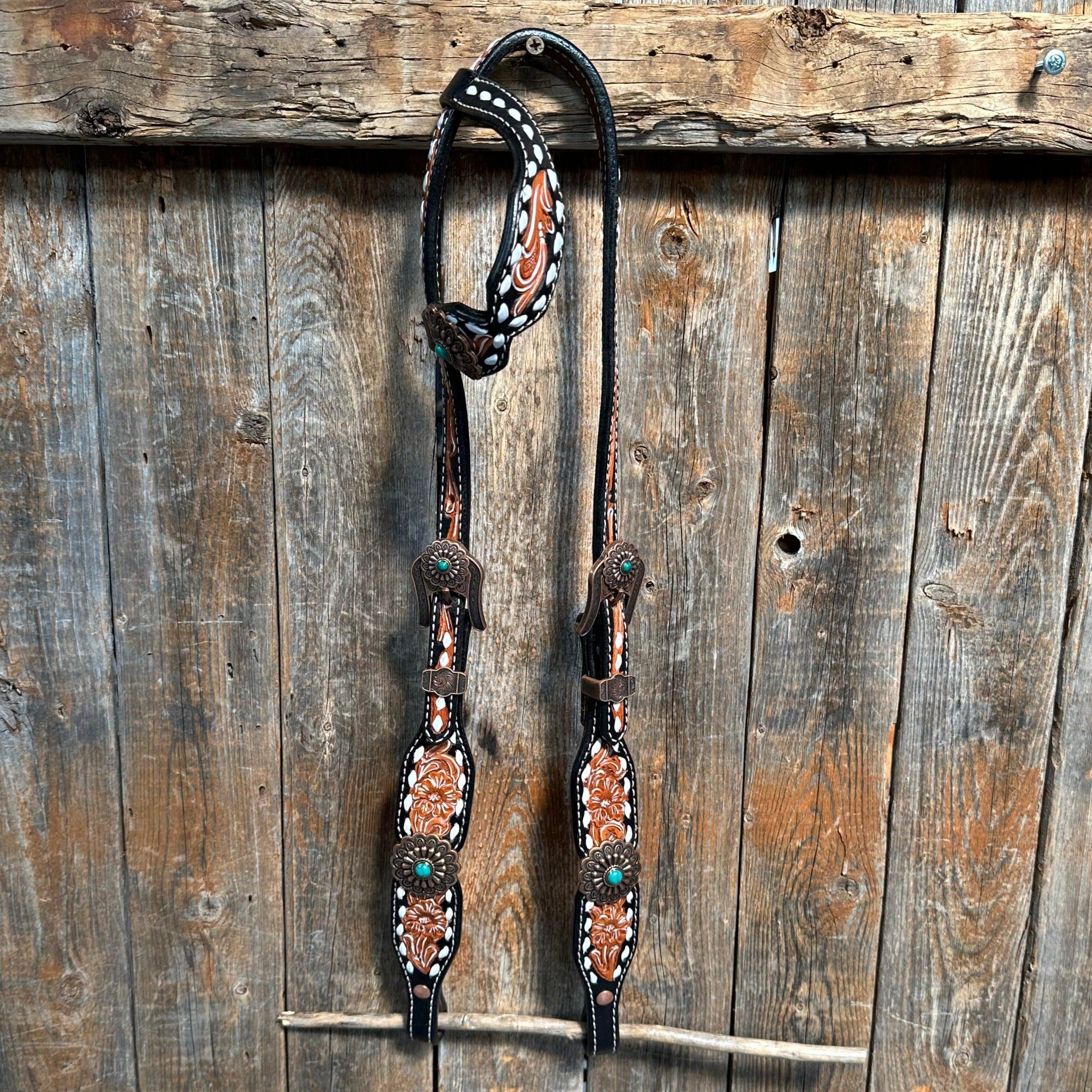 Classic Copper and Turquoise One Ear / Breastcollar #OEBC528 - RODEO DRIVE