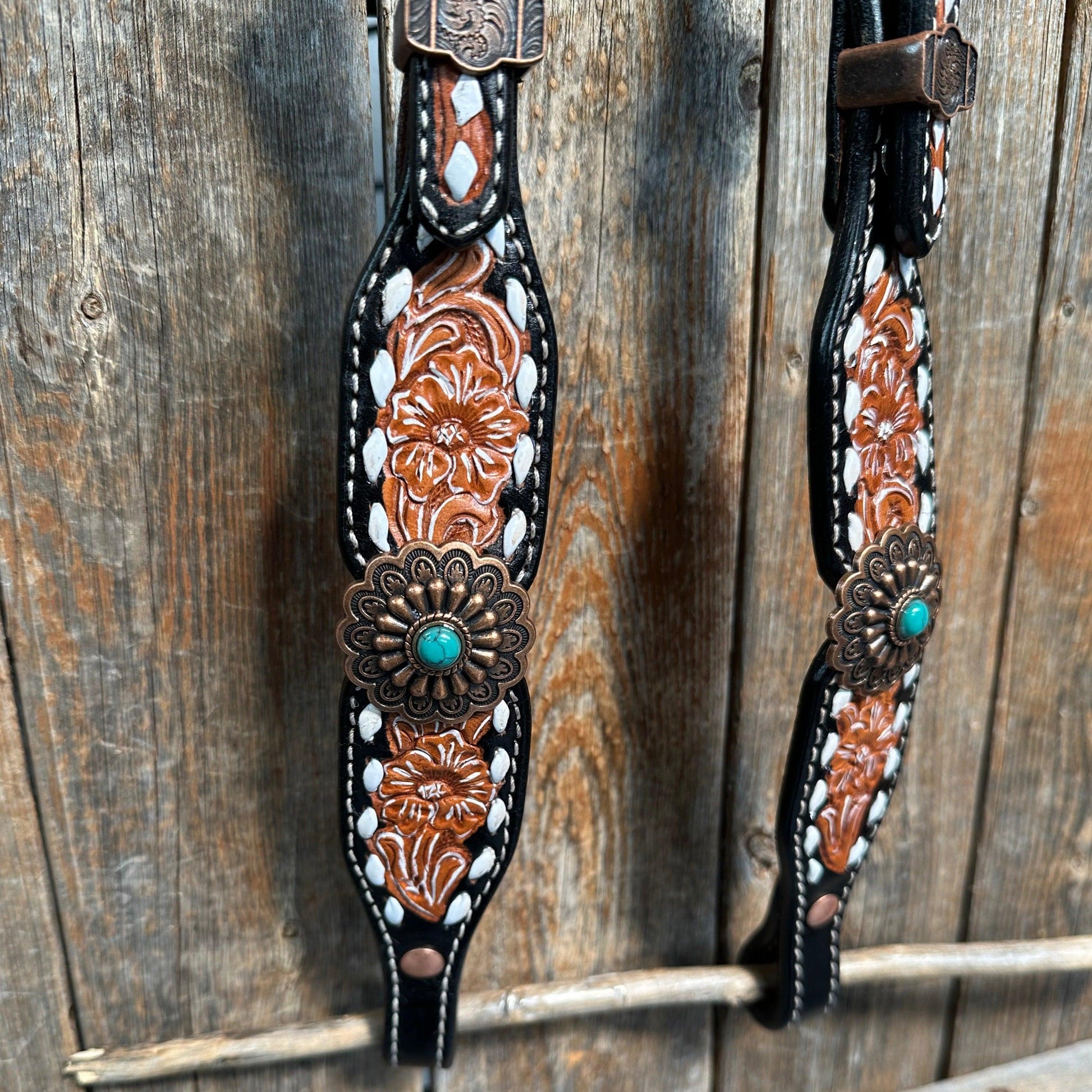 Classic Copper and Turquoise One Ear / Breastcollar #OEBC528 - RODEO DRIVE