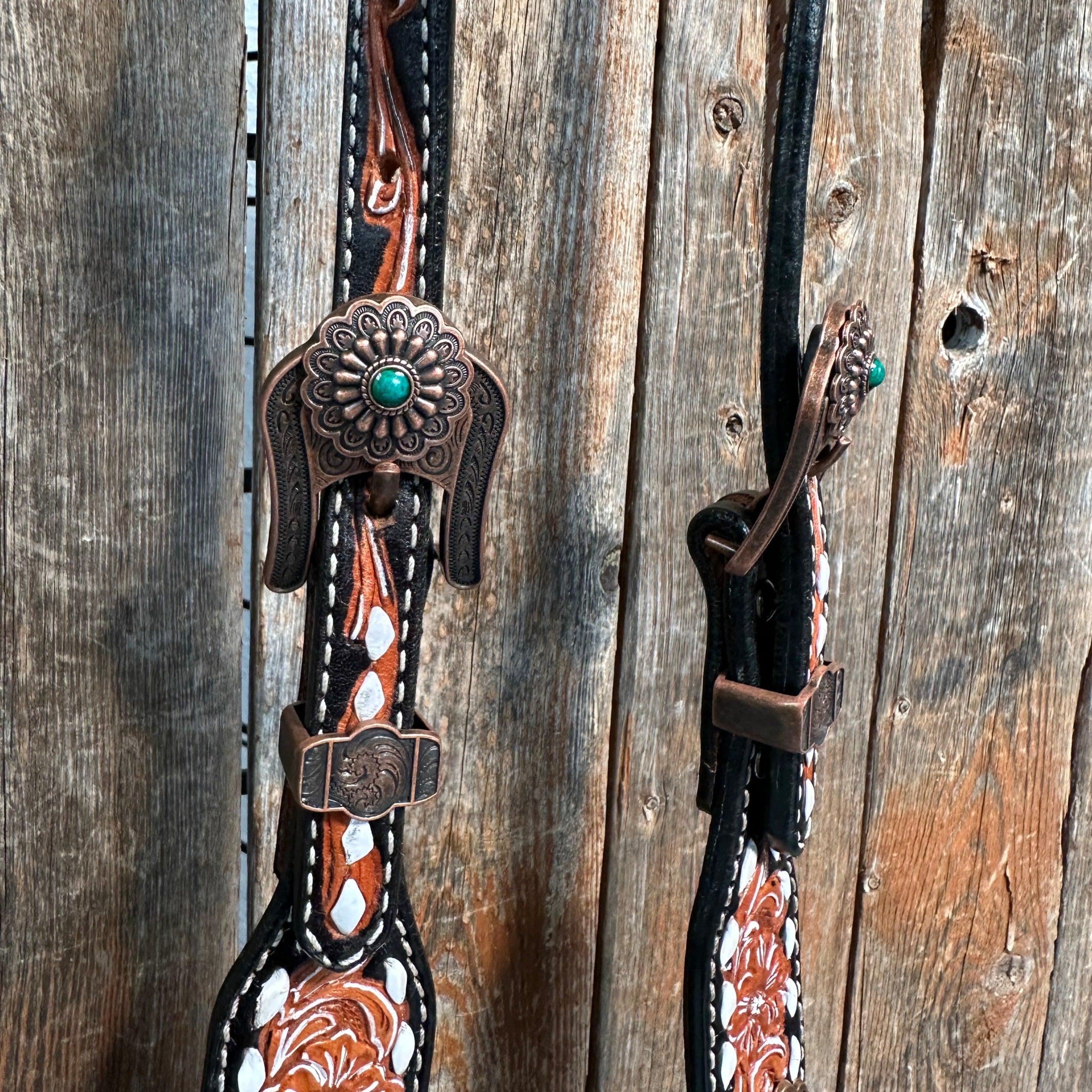 Classic Copper and Turquoise One Ear / Breastcollar #OEBC528 - RODEO DRIVE