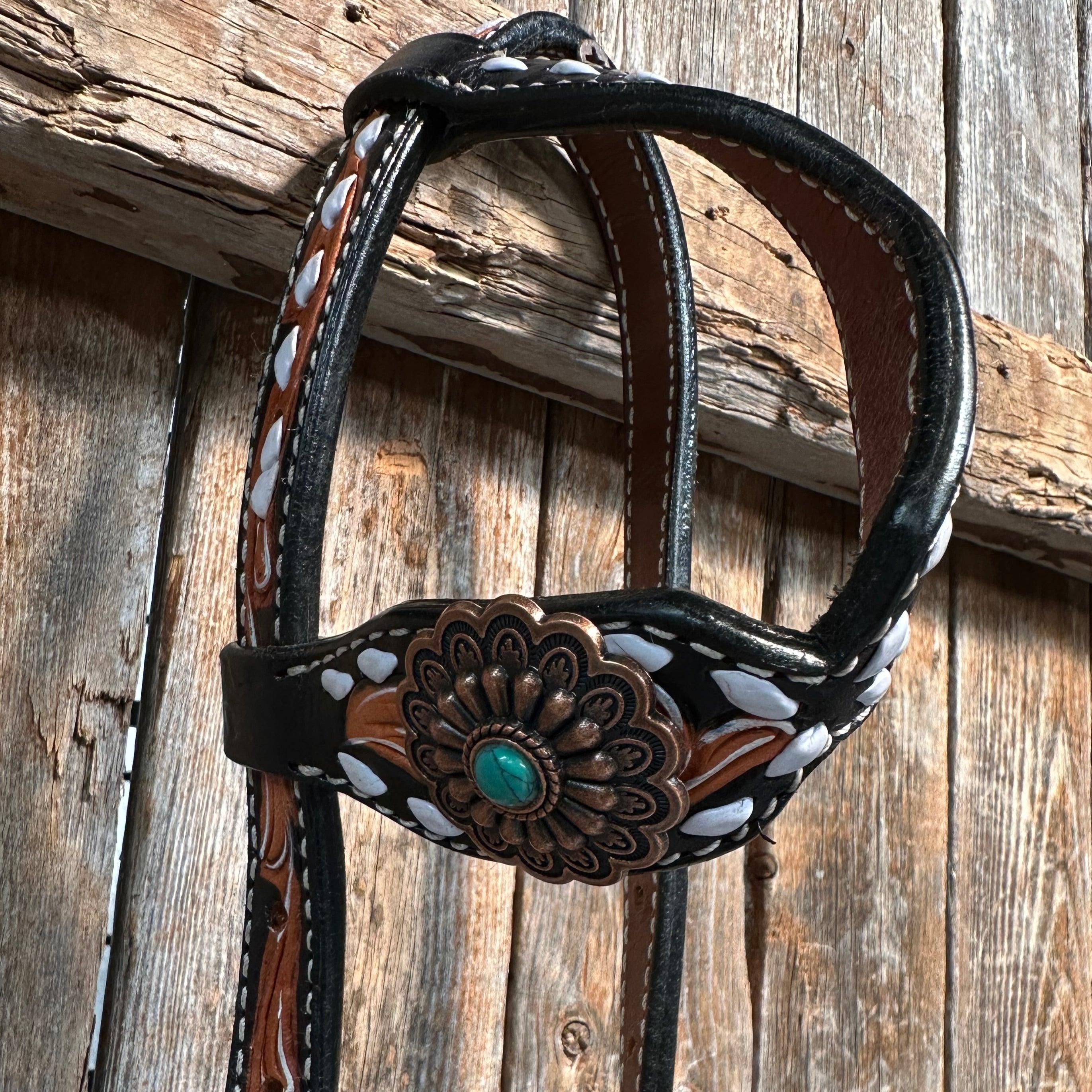 Classic Copper and Turquoise One Ear / Breastcollar #OEBC528 - RODEO DRIVE