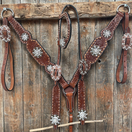 Medium Oil Copper Buckstitch Clear One Ear & Breastcollar Tack Set #OEBC450 - RODEO DRIVE