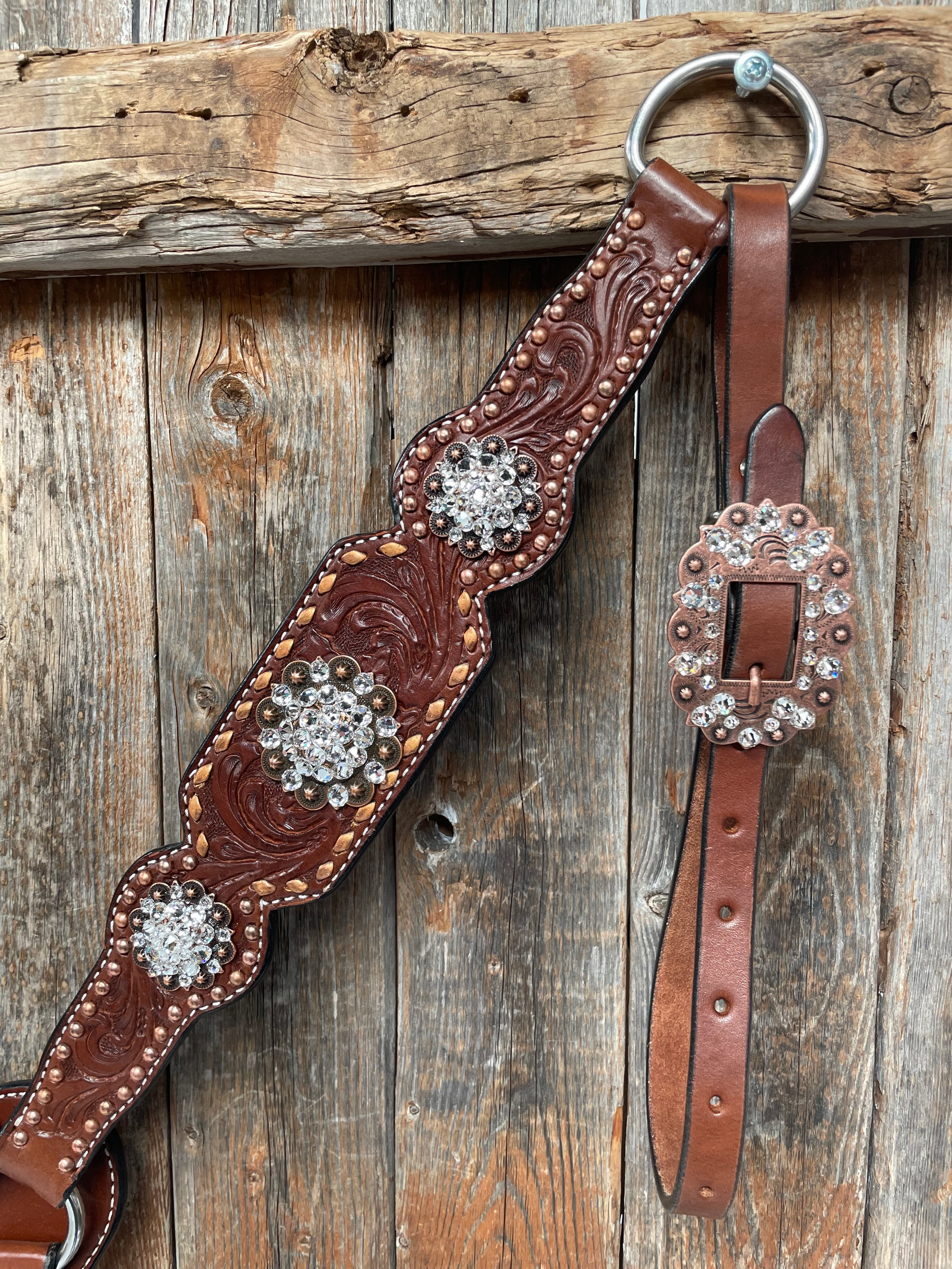 Medium Oil Copper Buckstitch Clear One Ear & Breastcollar Tack Set #OEBC450 - RODEO DRIVE