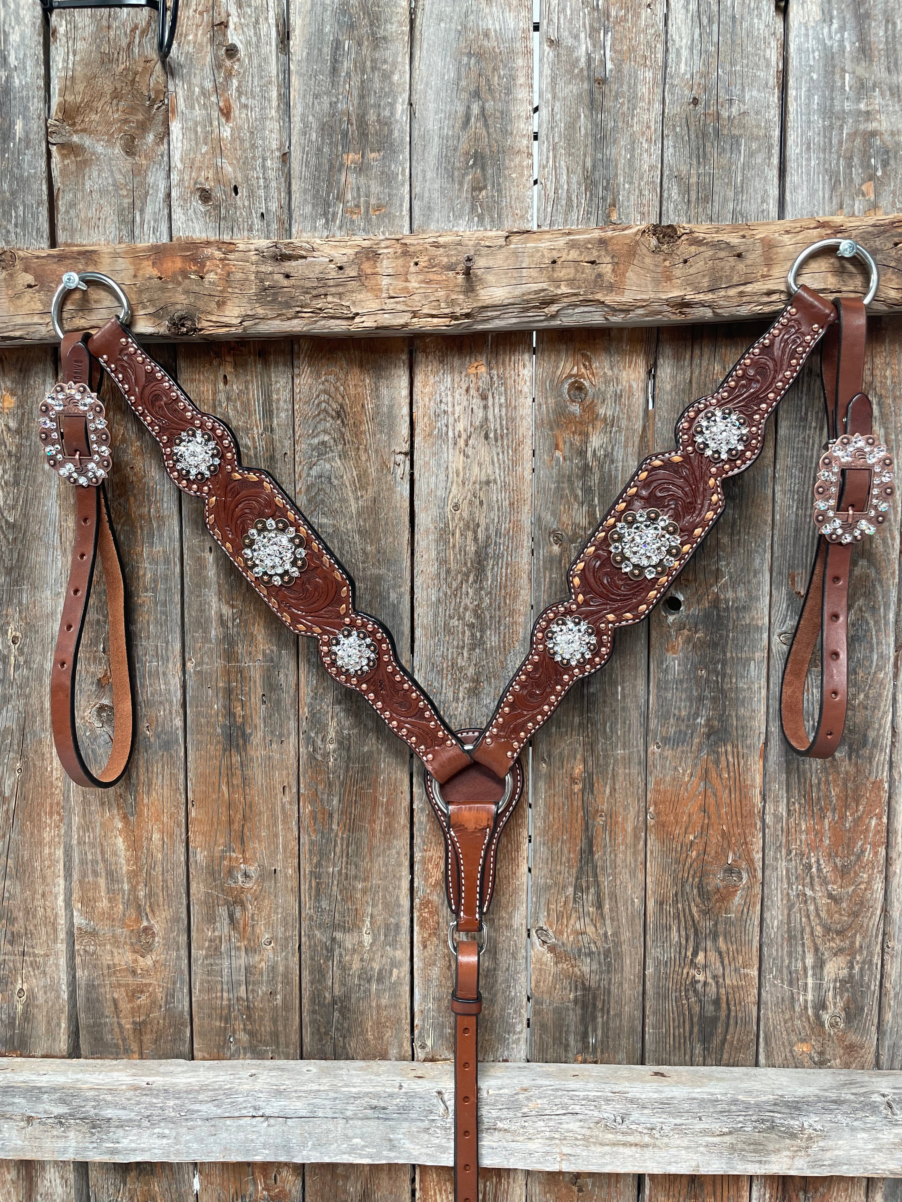 Medium Oil Copper Buckstitch Clear One Ear & Breastcollar Tack Set #OEBC450 - RODEO DRIVE